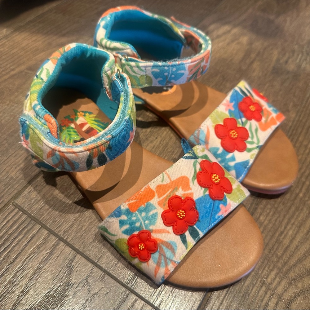 Disney Girls Moana Strappy Floral‎ Sandals Size 2/3